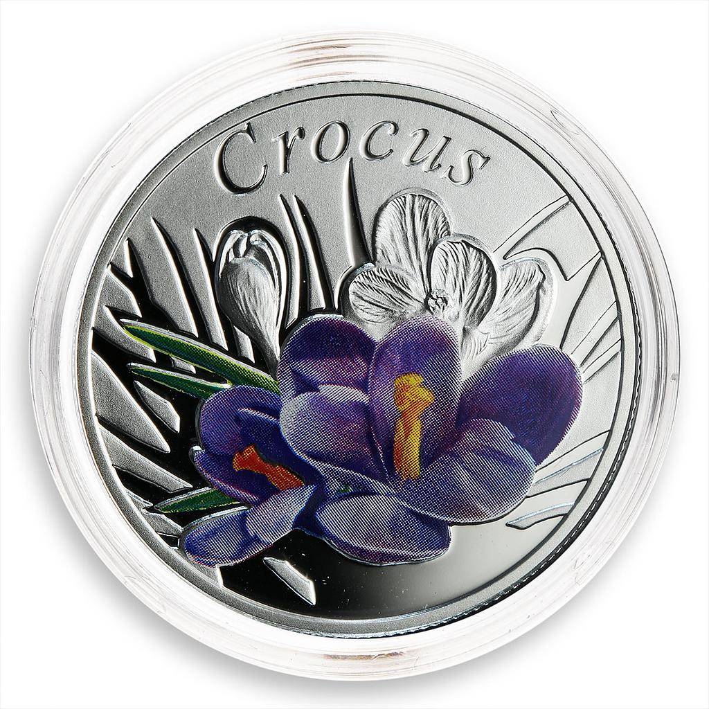 2013 Belarus Under the Charm of Flowers Crocus Silver Coin-ZM