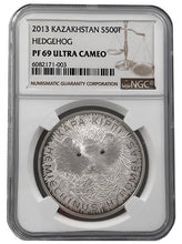 Load image into Gallery viewer, 2013 Kazakhstan 1 oz Silver Hedgehog Coin NGC PF69 Proof - Zion Metals
