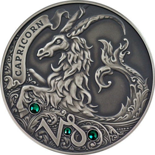 2013 Belarus Signs of the Zodiac Capricorn Antique finish Silver Coin | ZM| Zion Metals