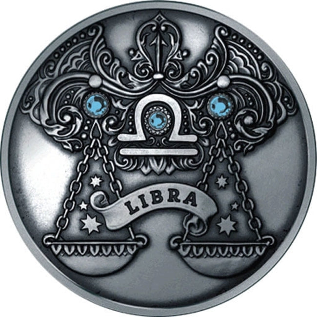 2013 Belarus Signs of the Zodiac Libra Antique finish Silver Coin | ZM | Zion Metals