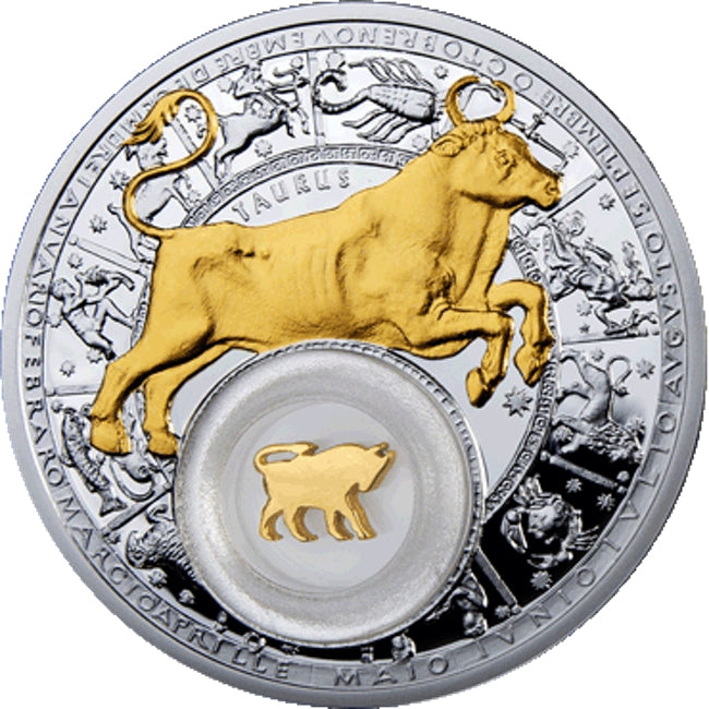 2013 Belarus Zodiac Taurus Proof Finish Silver Coin | ZM | Zion Metals