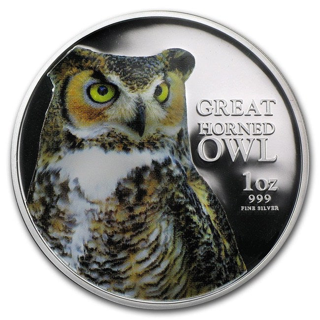 2013 Niue 1 oz Silver $2 Great Horned Owl Proof | ZM | Zionmetals