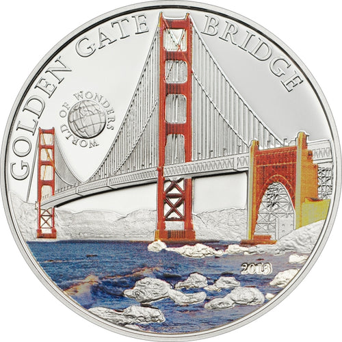 2013 Palau World of Wonders GOLDEN GATE BRIDGE Silver Coin - Zion Metals