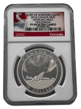 Load image into Gallery viewer, 2014 Canadian 1 oz Silver Howling Wolf Hologram Coin NGC PF69 - Zion Metals

