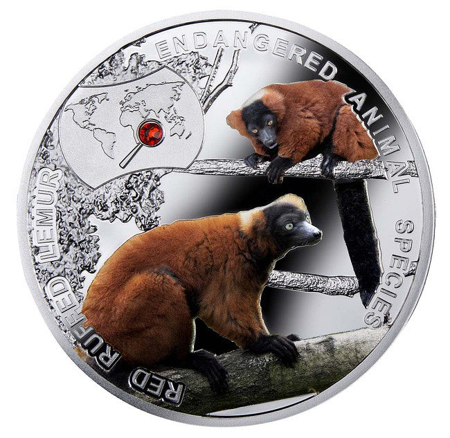 2014 Niue Red Ruffed Lemur Endangered Animal Species 1/2 oz Proof Silver Coin - Zion Metals