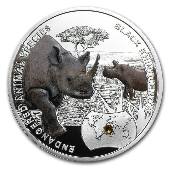 2014 Niue Black Rhinoceros Endangered Animal Species 1/2 oz Proof Silver Coin - Zion Metals