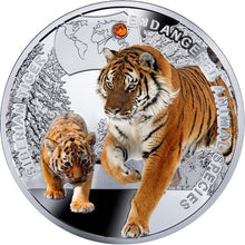 Load image into Gallery viewer, 2014 Niue Siberian Tiger Endangered Animal Species 1/2 oz Proof Silver Coin - Zion Metals
