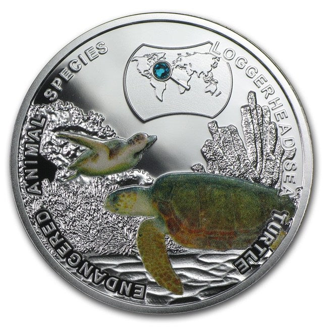 2014 Niue Loggerhead Sea Turtle Endangered Animal Species 1/2 oz Proof Silver Coin - Zion Metals