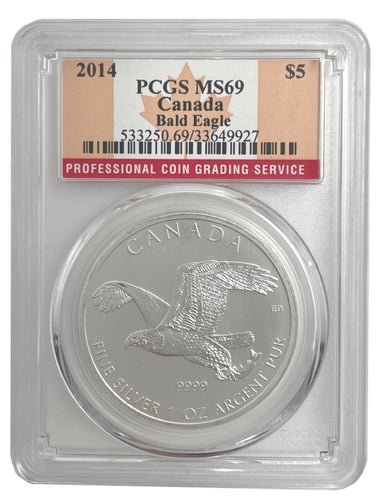2014 Canadian 1 oz Silver Bald Eagle Coin PCGS MS69 BU - ZM