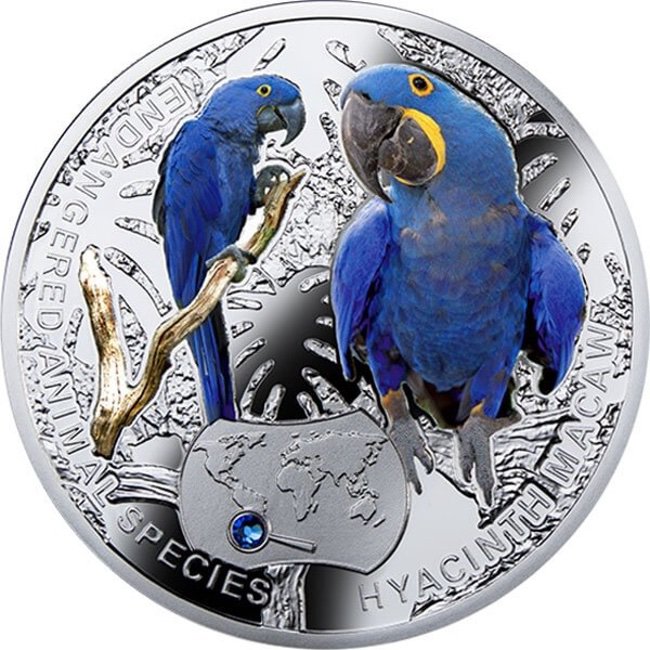2014 Niue Hyacinth Macaw Endangered Animal Species 1/2 oz Proof Silver Coin - Zion Metals