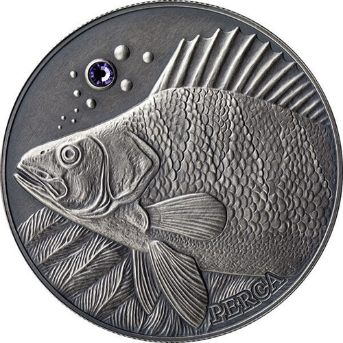2014 Andorra Perch - Atlas of Wildlife Antique Finish Silver Coin | ZM | Zion Metals
