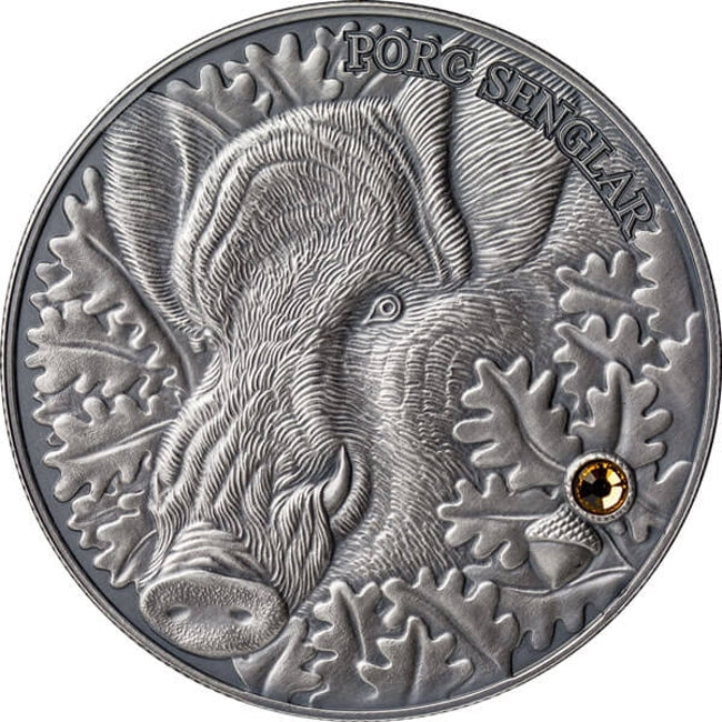 2014 Andorra Wild Boar - Atlas of Wildlife Antique Finish Silver Coin | ZM | Zion Metals