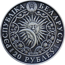 Load image into Gallery viewer, 2014 Belarus Signs of the Zodiac Taurus Antique finish Silver Coin | ZM | Zion Metals

