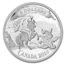 Load image into Gallery viewer, 2014 Canada Silver $5 Bank Note Design St. George Slaying Dragon | ZM | Zion Metals
