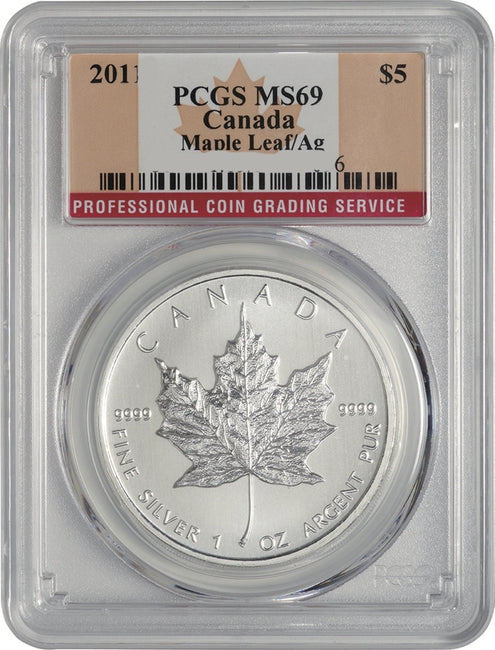 2014 Canadian 1 oz Silver Maple Leaf Coin PCGS MS69 BU - ZM