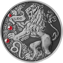 Load image into Gallery viewer, 2015 Belarus Signs of the Zodiac Leo Antique finish Silver Coin | ZM | Zion Metals

