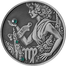 Load image into Gallery viewer, 2015 Belarus Signs of the Zodiac Virgo Antique finish Silver Coin | ZM | Zion Metals
