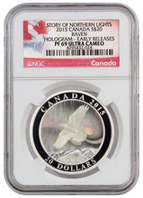 Load image into Gallery viewer, 2015 Canada Story of the Northern Lights - Raven 1 oz Silver Hologram Proof $20 NGC PF69 UC Early Release - Zion Metals
