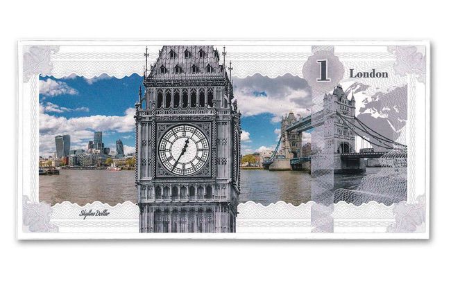 2017 Cook Islands 1 Dollar 5 gram Silver London Skyline Dollar Note - ZM