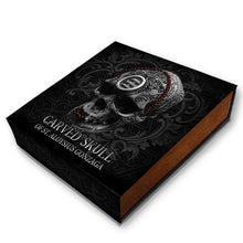 Load image into Gallery viewer, 2018 Cameroon Carved Skull II 1 oz Antique finish Silver Coin 1000 Francs box | ZM | Zion Metals
