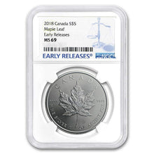 Load image into Gallery viewer, 2018 Canadian 1 oz Silver Maple Leaf Coin NGC MS69 BU - Zion Metals
