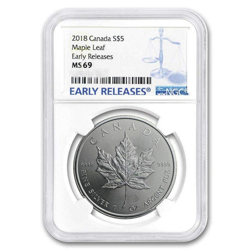 2018 Canadian 1 oz Silver Maple Leaf Coin NGC MS69 BU - Zion Metals