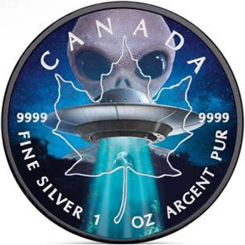 2018 Canada 1 oz Silver Maple Leaf UFO Glow in the Dark $5 Coin - Zion Metals