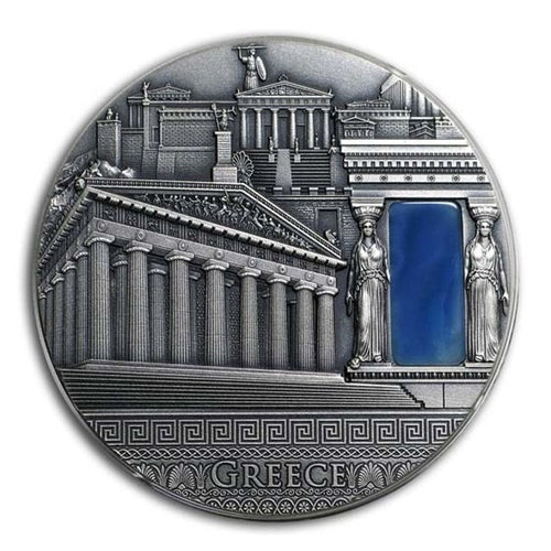 2018 Niue 2 oz Antique Silver Greece Imperial Art Coin | ZM | Zion Metals