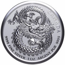 Load image into Gallery viewer, 2018 1 oz Canadian Lucky Dragon High Relief Silver Coin (BU) | ZM | Zion Metals
