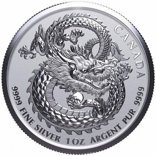 2018 1 oz Canadian Lucky Dragon High Relief Silver Coin (BU) | ZM | Zion Metals