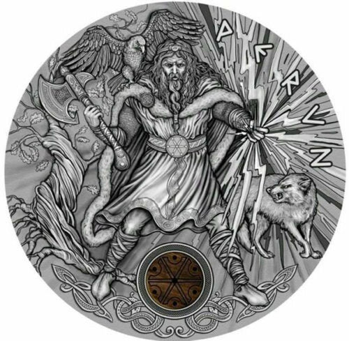 2018 Niue 2 oz Antique Silver Slavic Gods: Perun God of Thunder | ZM | Zion Metals