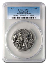 Load image into Gallery viewer, 2019 Cook Islands PCGS MS70 3 oz Silver Poseidon Gods Of The World Coin - Zion Metals
