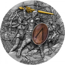 Load image into Gallery viewer, 2019 Niue Woman Warrior AMAZONS 2oz Antique Finish Silver Coin | ZM | Zion Metals
