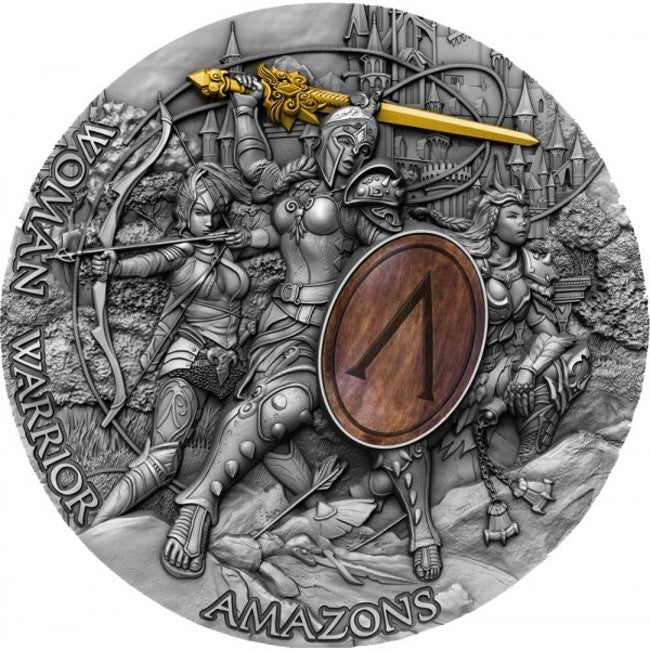 2019 Niue Woman Warrior AMAZONS 2oz Antique Finish Silver Coin | ZM | Zion Metals