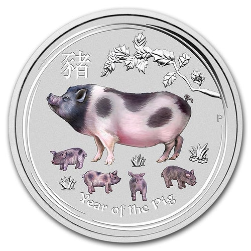 2019 Australia 1/2 oz Silver Lunar Year of the Pig BU (Colorized) Series II | Zion Metals