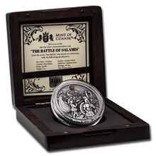 Load image into Gallery viewer, 2019 Niue 2 oz Antique Silver Sea Battles - The Battle of Salamis box | Zion Metals
