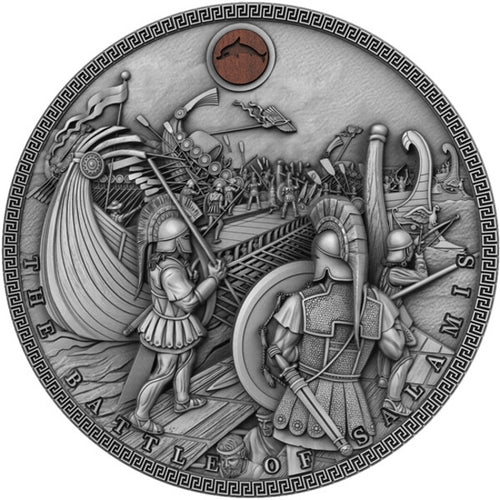2019 Niue 2 oz Antique Silver Sea Battles - The Battle of Salamis | ZM | Zion Metals