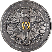 Load image into Gallery viewer, 2019 Cameroon Four Horsemen of The Apocalypse 3 oz Antique Finish Silver Coin | ZM | Zion Metals
