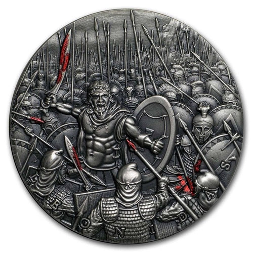 2019 Niue 2 oz Antique Silver Great Commanders Leonidas | Zion Metals