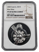 Load image into Gallery viewer, 2020 Cook Islands 2 oz Silver Black Proof Airplane Propeller NGC PF69 - Zion Metals
