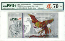 Load image into Gallery viewer, 2020 PMG 70 Star 15th Anniversary 5gram Silver Phoenix Note - Zion Metals
