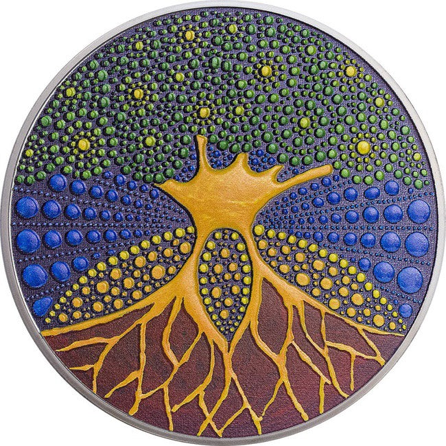 2020 Palau 3 oz Silver Proof Dot Art Tree of Life | ZM | Zion Metals
