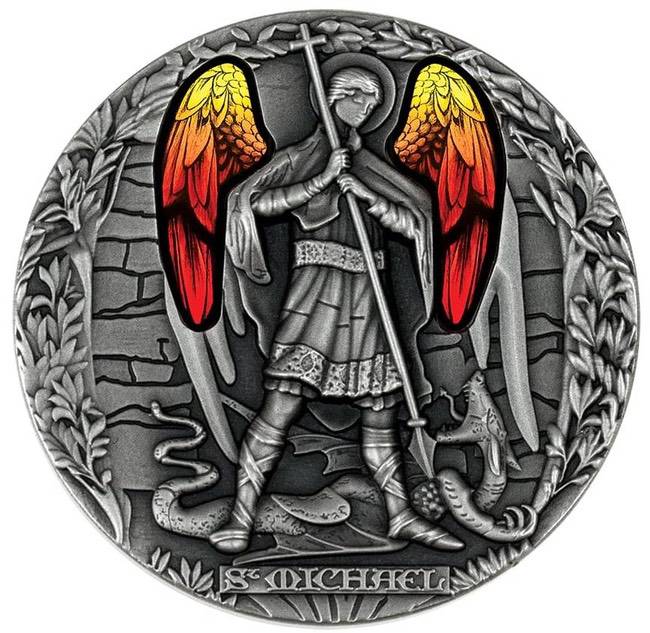 2020 Republic of Cameroon 2 oz Antique Silver Archangel Michael - Zion Metals