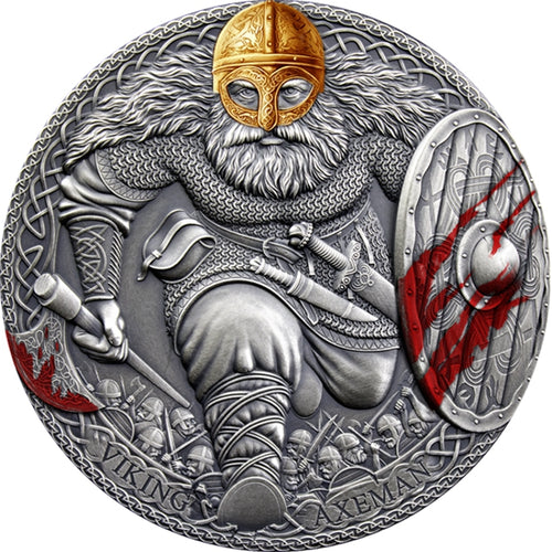 2020 Cameroon Viking Axeman Legendary Warriors 3 oz Antique finish Silver Coin - Zion Metals