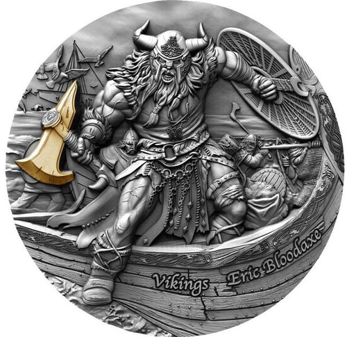 2020 Niue ERIC BLOODAXE VIKINGS 2oz Antique Finish Silver Coin | ZM | Zion Metals