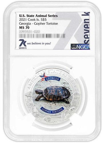 2021 COOK ISLANDS GEORGIA GOPHER TORTOISE NGC MS70 AMERICAN STATE ANIMALS 1 OZ SILVER COIN - Zion Metals