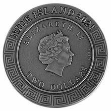 Load image into Gallery viewer, 2021 Niue ZEUS GREEK GODS 2 oz Silver High Relief Antique Coin | ZM | Zion Metals
