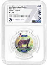 Load image into Gallery viewer, 2021 COOK ISLANDS FLORIDA PANTHER NGC MS70 AMERICAN STATE ANIMALS 1 OZ SILVER COIN - Zion Metals
