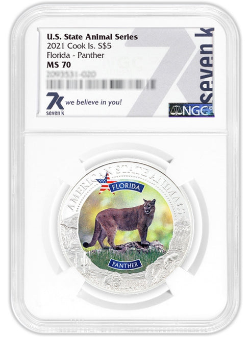 2021 COOK ISLANDS FLORIDA PANTHER NGC MS70 AMERICAN STATE ANIMALS 1 OZ SILVER COIN - Zion Metals