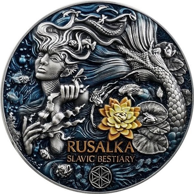 2021 Cameroon Slavic Beastiary Rusalka 3 oz Antique High Relief Silver Coin - Zion Metals